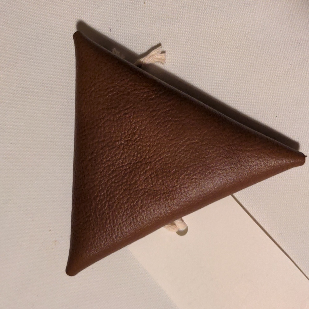 #04 Handmade Genuine Leather Triangle Coin Pouch Light Brown #04 - Picture 5 of 8